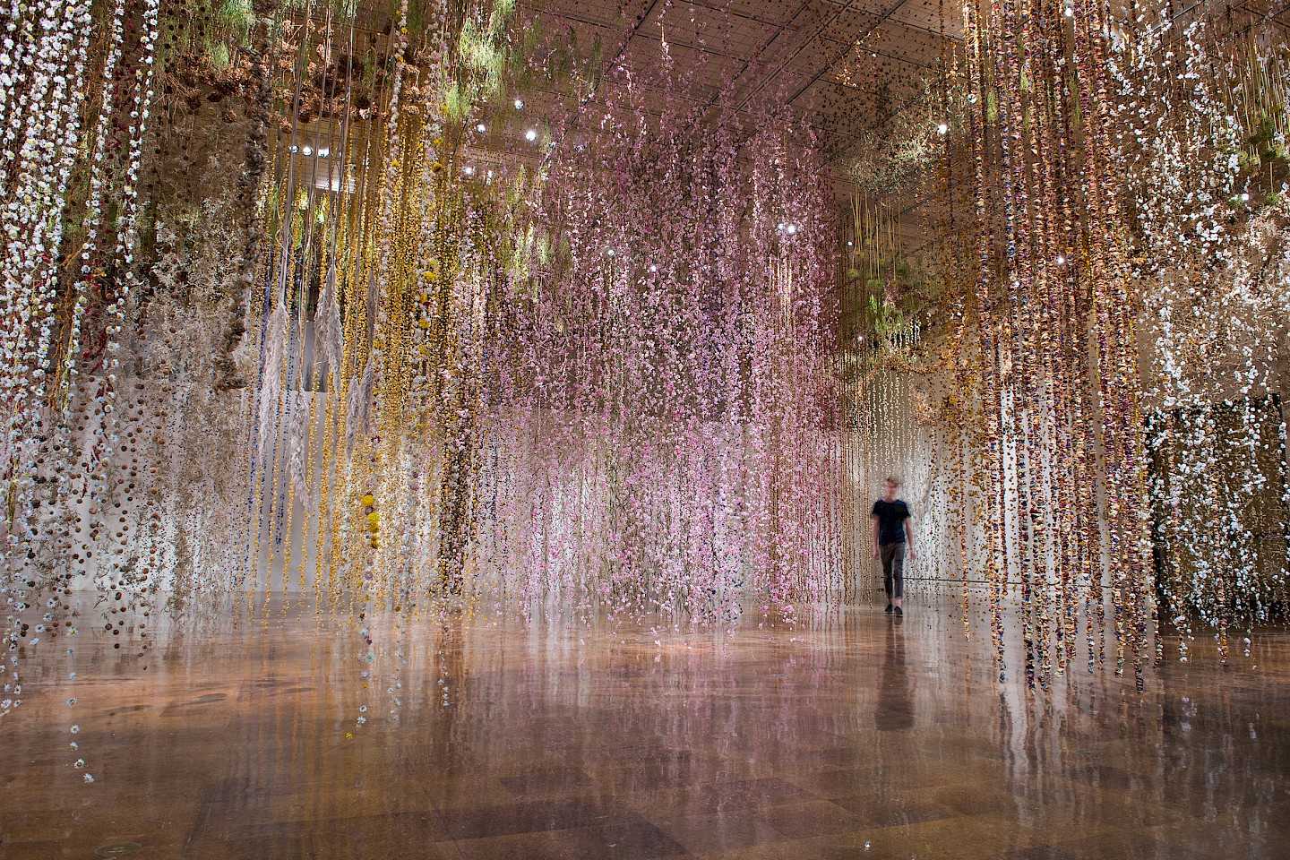 Installation by artist Rebecca Louise Law made from dried flowers.