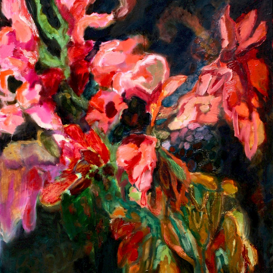 Isabelle Chretien-Brocker, Schöne Blumen, Öl auf Leinwand, 100 x 80 cm, 2019