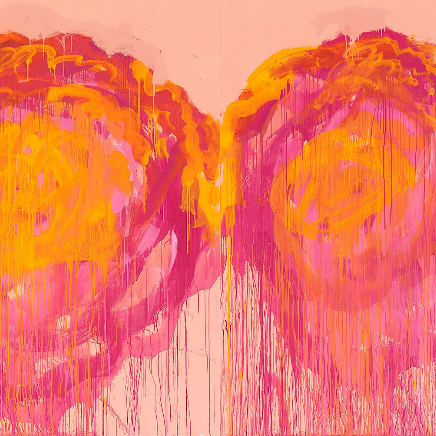 Malerei mit abstrakten Rosen in Pink