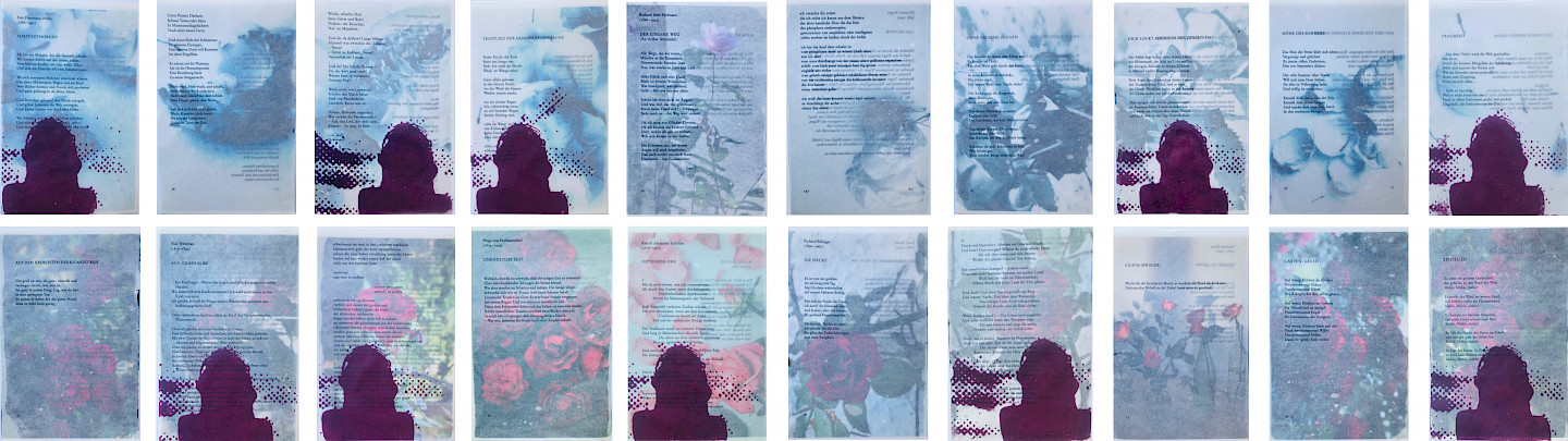 Me & the world – Roses. Foto, Druck & Wachs, 45 x 160 cm, 2023, Edith Steiner