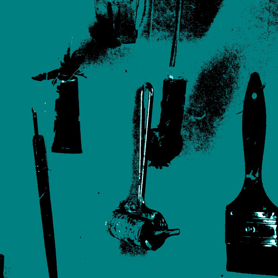 Hanging brushes and painting utensils