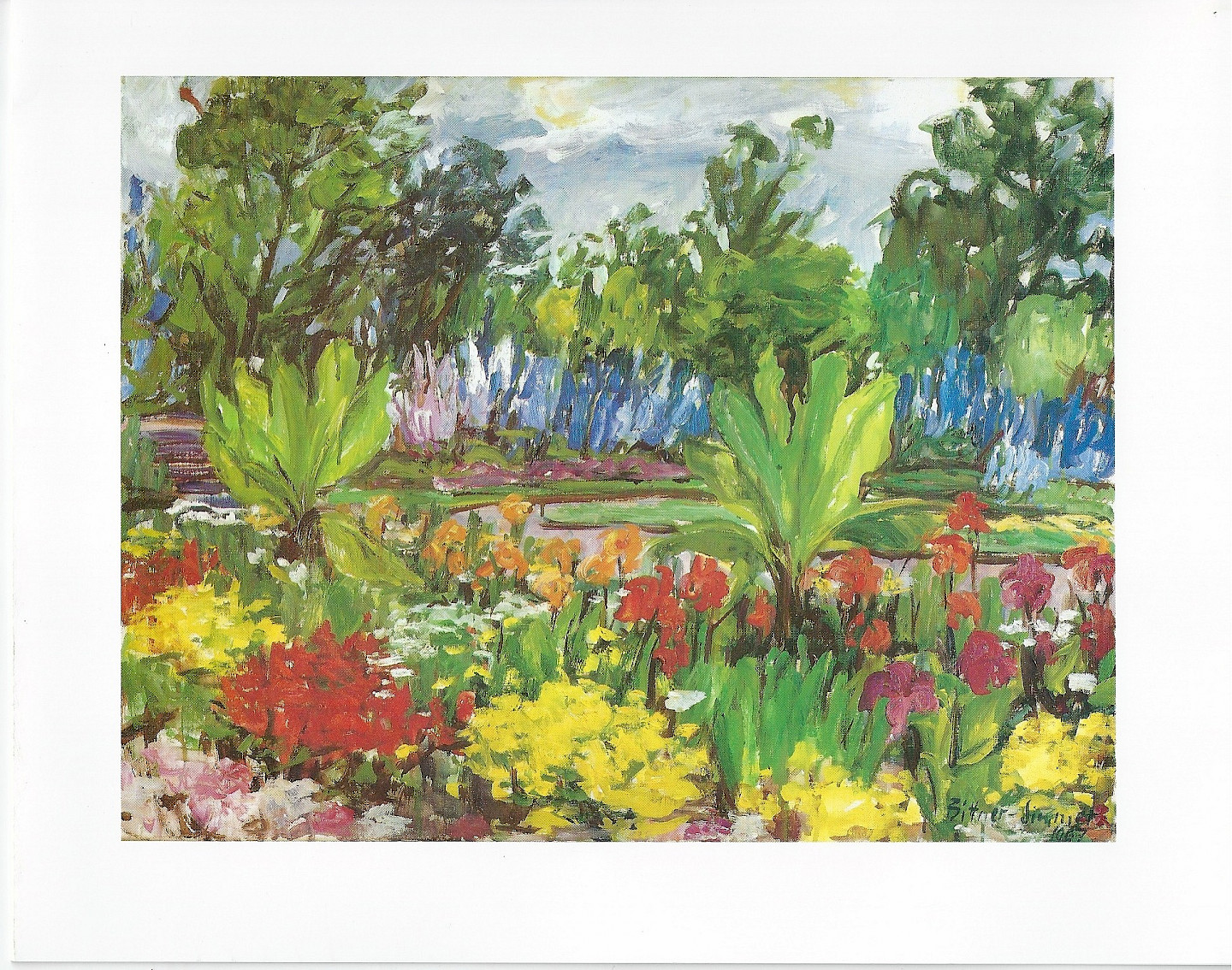 Botanical garden Munich, 1967, oil painting by Magda Bittner-Simmet