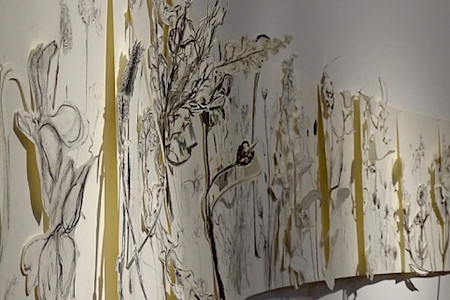 Blumen-Fries, Zeichnung / Papier-Collage, 42 x 250 cm, 2023, Isabelle Chrétien-Brocker