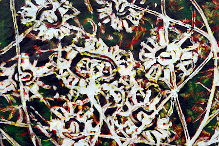 Bernhard Springer: FLAMENCO SKETCHES aus der Werkreihe: Les Fleures du Mal, 2016, 135 x 105 cm, Acryl und Sprühlack auf Packpapier auf Leinwand