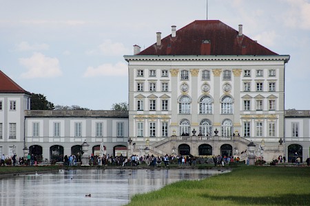 In front of the canal and Nymphenburg Palace