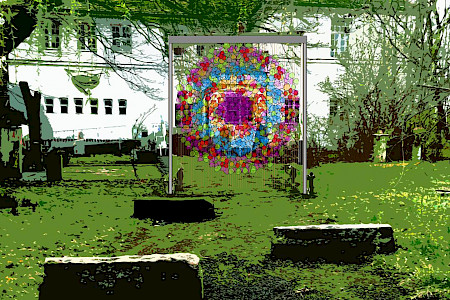 Digitaler Entwurf der Installation im Garten des Atelierhauses